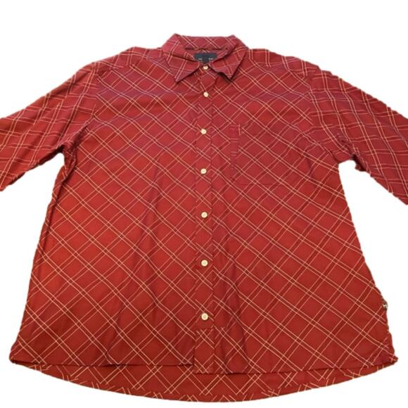 ⭐️ Phat Farm Red Vintage Button Down Long Sleeve Cotton Collar Shirt‎ Men's XL - Picture 2 of 8